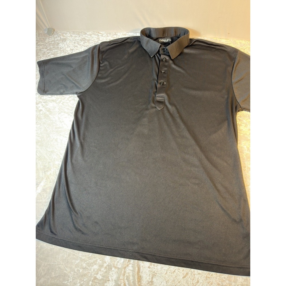 Collars & Co Polo Shirt Men Black Short Sleeve Dress Collar Performance Golf